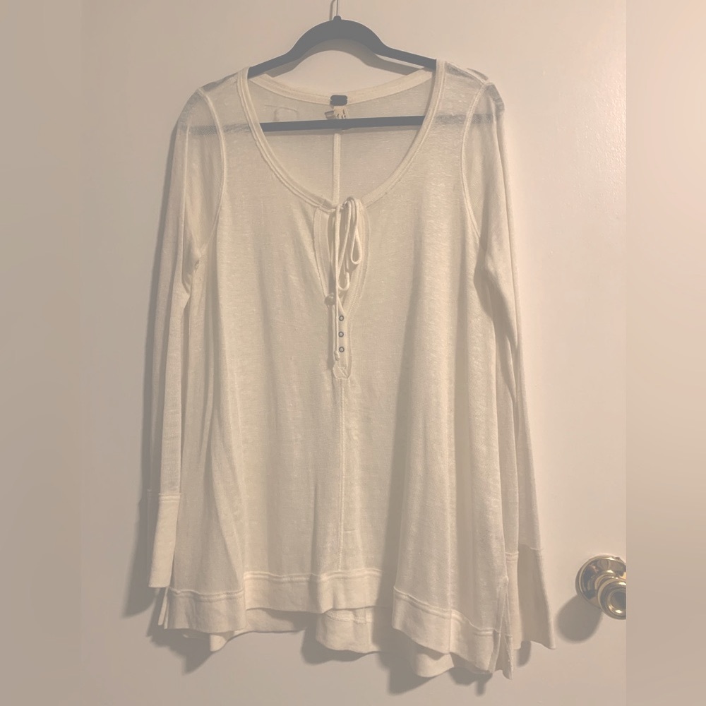 NWOT - Free People Sheer Flowing Top - Off White CREAM Large